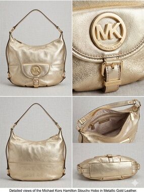 Michael Kors Metallic Gold Hobo Shoulder Bag